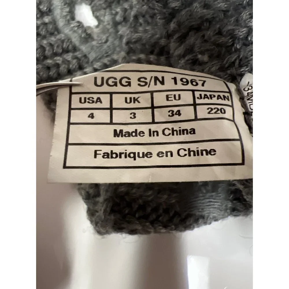 UGG Cardy Grey Knit Tall Boot Colored Button Girls Size 4
